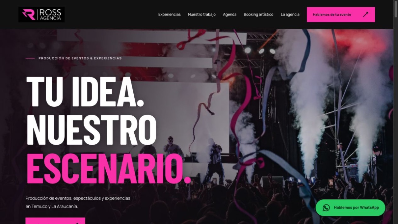 Vista de la portada de ROSS Agencia: Tu idea, nuestro escenario
